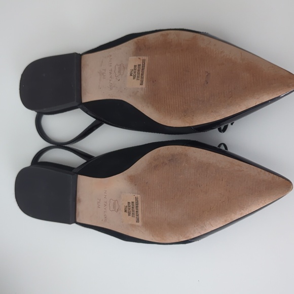 Ann Taylor Patent/Suede Black Slingback Flats- Size 7.5 - Picture 3 of 6